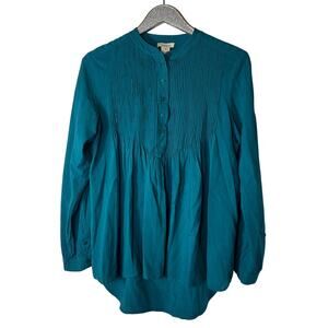 Sundance Blue Pleated Bib Long Sleeve Top